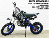 125cc Super Motocross Dirt Bike – 4-Stroke Petrol Engine, Disc Brakes, High Ground Clearance | Off-Road